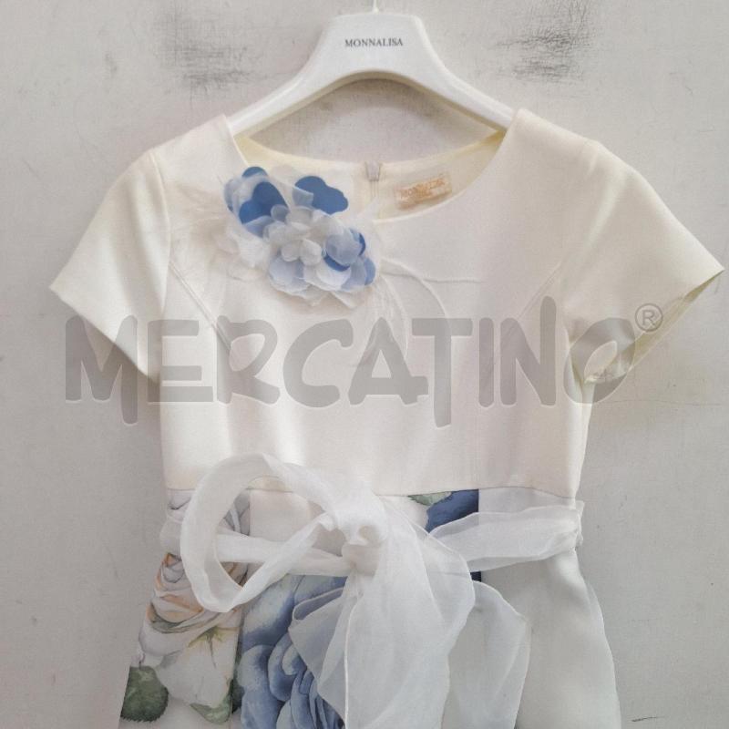 VESTITO BAMBINA MONNALISA BIANCO FIORI BLU  | Mercatino dell'Usato Ottaviano 2