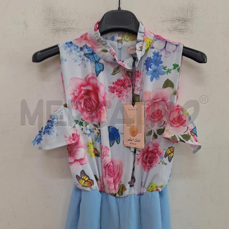 VESTITO BAMBINA SARAH CHOLE TUTA NUOVO CELESTE FIORI | Mercatino dell'Usato Ottaviano 2