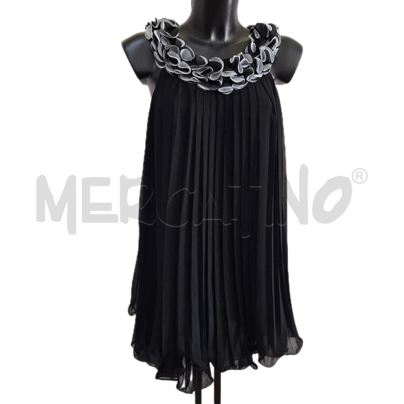 VESTITO DONNA CAMOMILLA NERO PLISSE COLLO ROUCHES GRIGIO | Mercatino dell'Usato Ottaviano 1