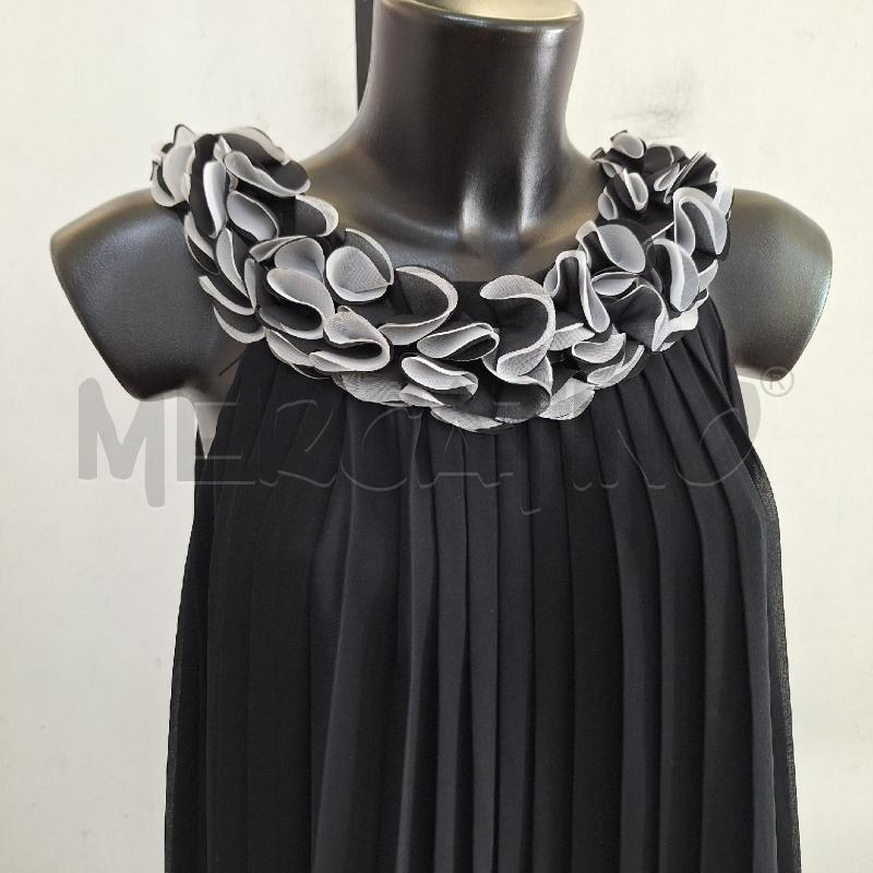 VESTITO DONNA CAMOMILLA NERO PLISSE COLLO ROUCHES GRIGIO | Mercatino dell'Usato Ottaviano 2