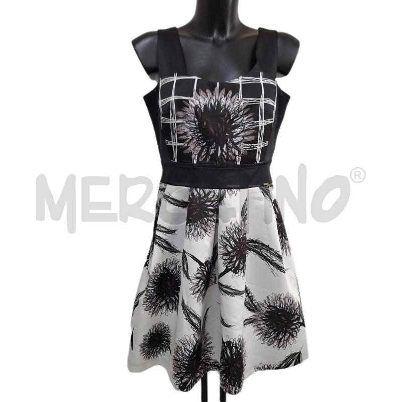 VESTITO DONNA CANNELLA BIANCO NERO FIORI | Mercatino dell'Usato Ottaviano 1