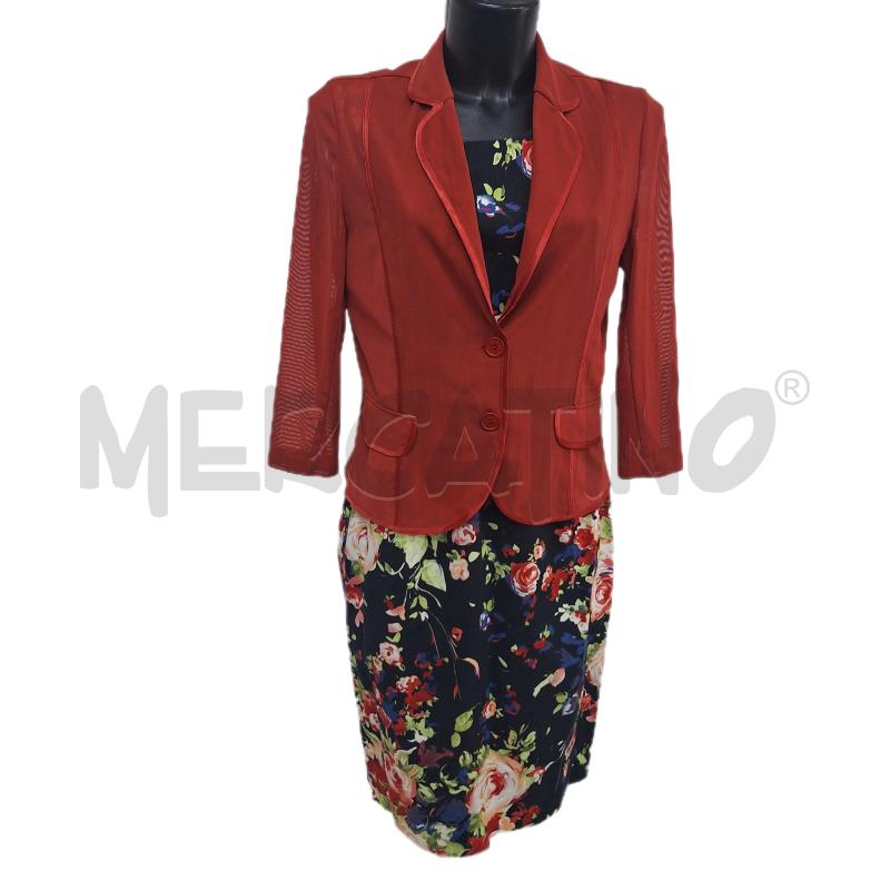 VESTITO DONNA CANNELLA + COPRISPALLA ROSSO NERO FIORI | Mercatino dell'Usato Ottaviano 1