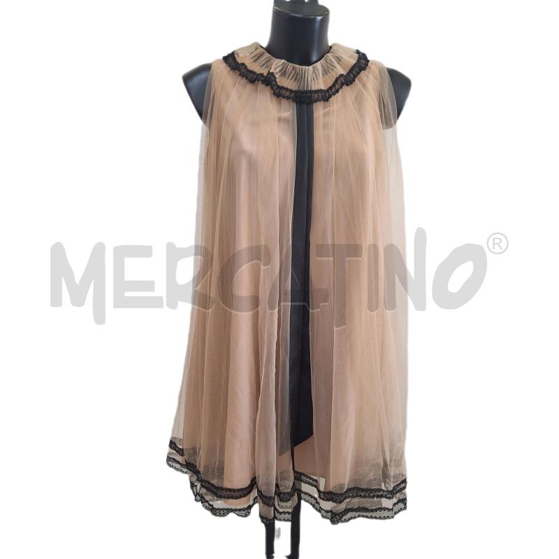 VESTITO DONNA CHOKLATE TULLE BEIGE NERO | Mercatino dell'Usato Ottaviano 1