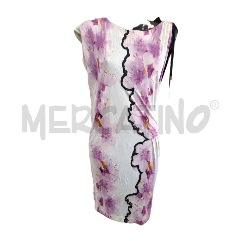 VESTITO DONNA CLASS CAVALLI BIANCO NERO FIORI LILLA | Mercatino dell'Usato Ottaviano 1