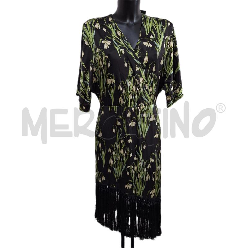 VESTITO DONNA CLIPS NERO VERDE FOGLIE | Mercatino dell'Usato Ottaviano 1