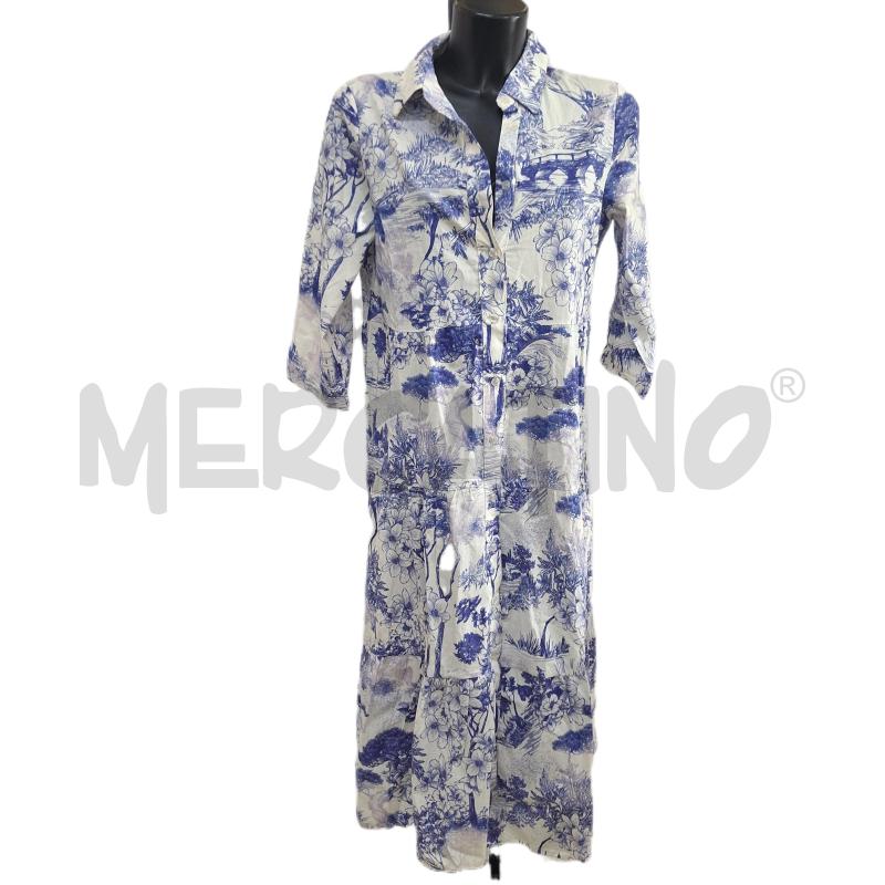 VESTITO DONNA EIKI BIANCO BLU LUNGO FANTASIA | Mercatino dell'Usato Ottaviano 1