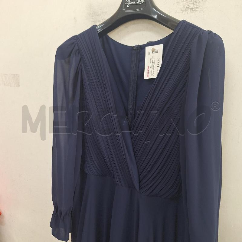 VESTITO DONNA ELEGANTE BLU DRAPPEGGIO LUNGO | Mercatino dell'Usato Ottaviano 2