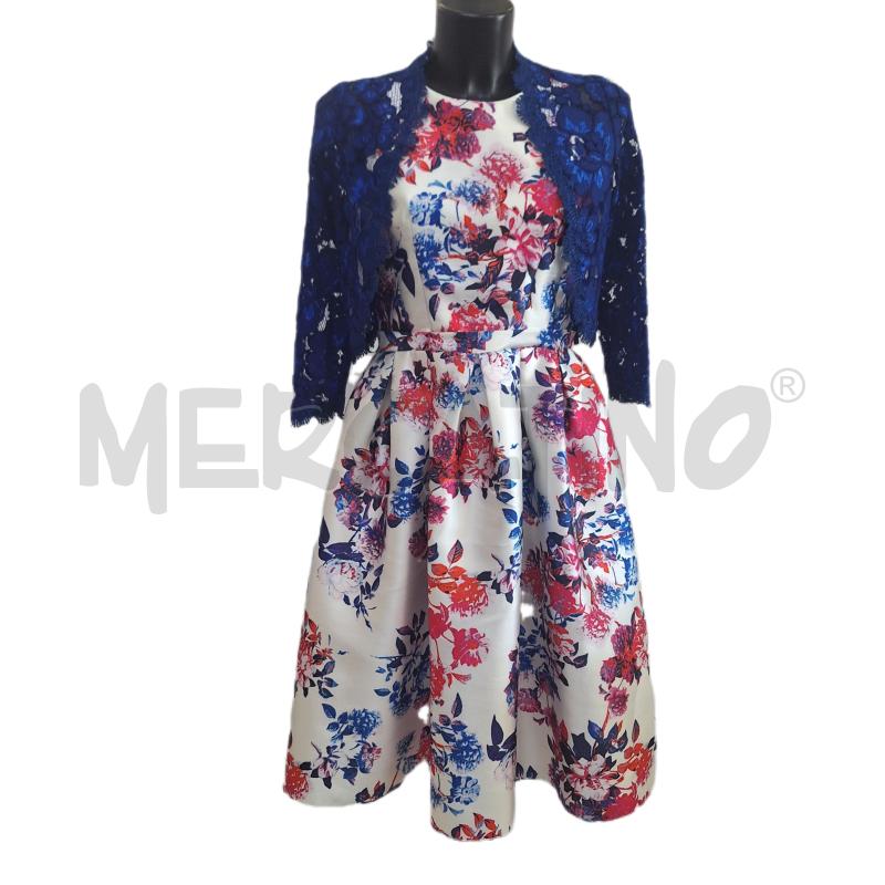 VESTITO DONNA FOREVER UNIQUE BIANCO FIORI BLU | Mercatino dell'Usato Ottaviano 1