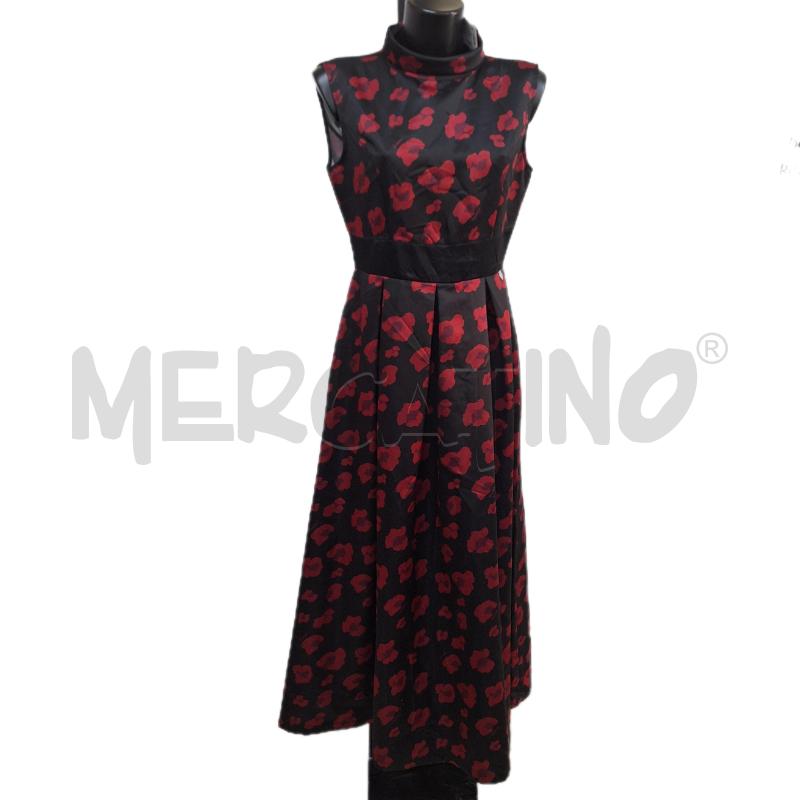 VESTITO DONNA FORNARINA NERO ROSSO FIORI | Mercatino dell'Usato Ottaviano 1