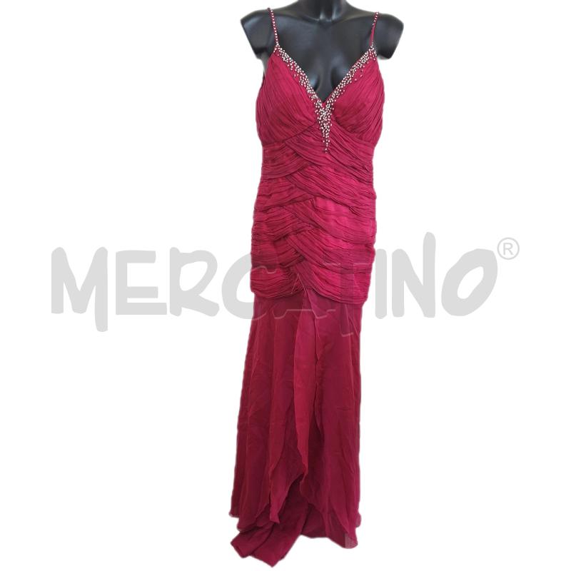 VESTITO DONNA FUCSIA STRASS LUNGO DRAPPEGGIO STOLA | Mercatino dell'Usato Ottaviano 1