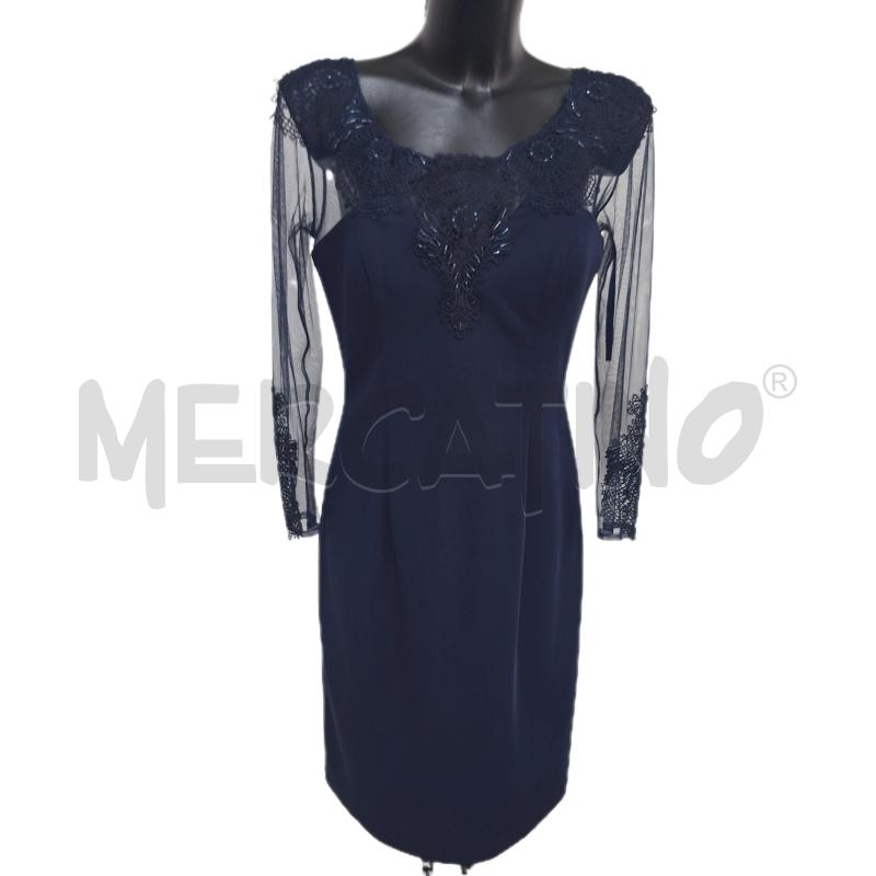 VESTITO DONNA IMPERO BLU MANICHE VELO | Mercatino dell'Usato Ottaviano 1