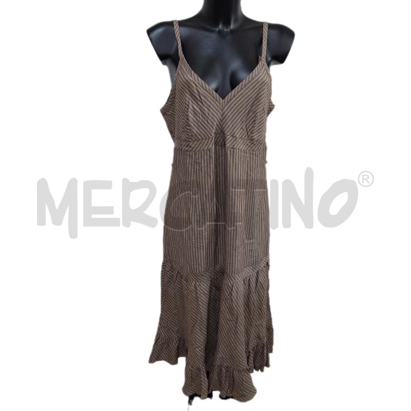 VESTITO DONNA LINEAEMME GRIGIO RIGHE ARANCIONE LUNGO | Mercatino dell'Usato Ottaviano 1