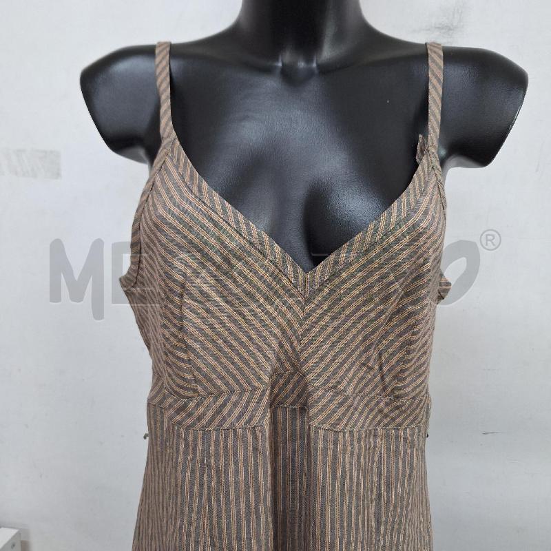 VESTITO DONNA LINEAEMME GRIGIO RIGHE ARANCIONE LUNGO | Mercatino dell'Usato Ottaviano 2