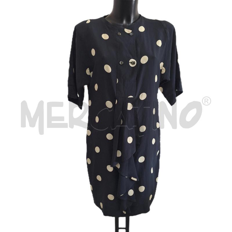 VESTITO DONNA MAXMARA NERO POIS BEIGE SETA | Mercatino dell'Usato Ottaviano 1