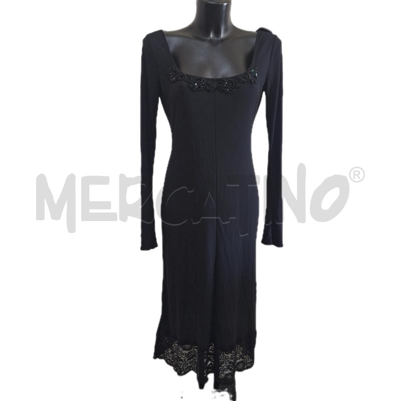 VESTITO DONNA NERO APPLICAZIONI COLLO VELO RETRO | Mercatino dell'Usato Ottaviano 1