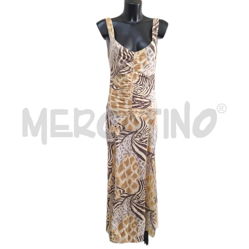 VESTITO DONNA ROCCO BAROCCO LUNGO DRAPPEGGIO ANIMALIER | Mercatino dell'Usato Ottaviano 1