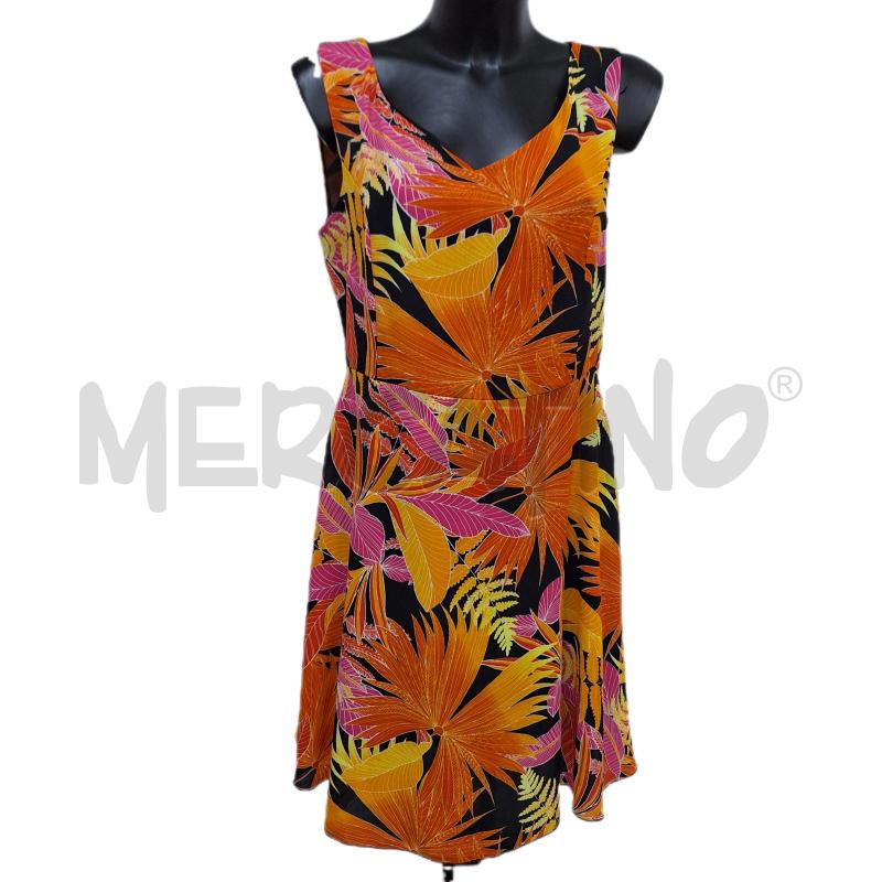 VESTITO DONNA SANDRO FERRONE NERO ARANCIONE ROSA FOGLIE | Mercatino dell'Usato Ottaviano 1