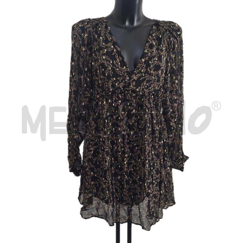 VESTITO DONNA SEZANE PARIS NERO FOGLIE DORATO | Mercatino dell'Usato Ottaviano 1