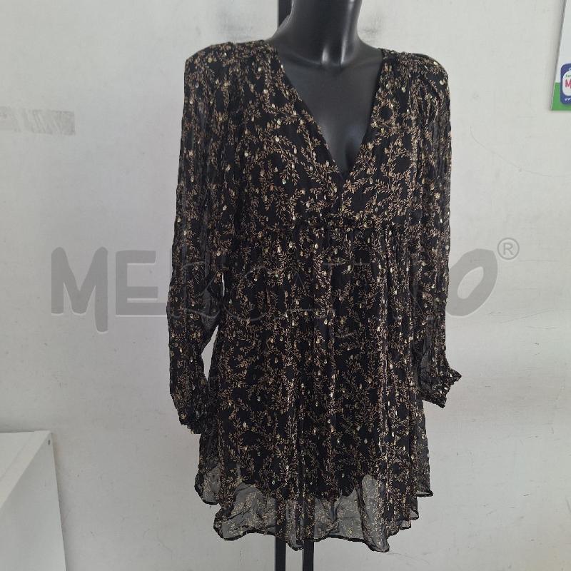 VESTITO DONNA SEZANE PARIS NERO FOGLIE DORATO | Mercatino dell'Usato Ottaviano 2