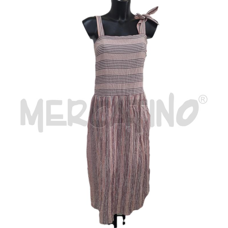 VESTITO DONNA SISLEY BIANCO RIGHE ROSSO | Mercatino dell'Usato Ottaviano 1