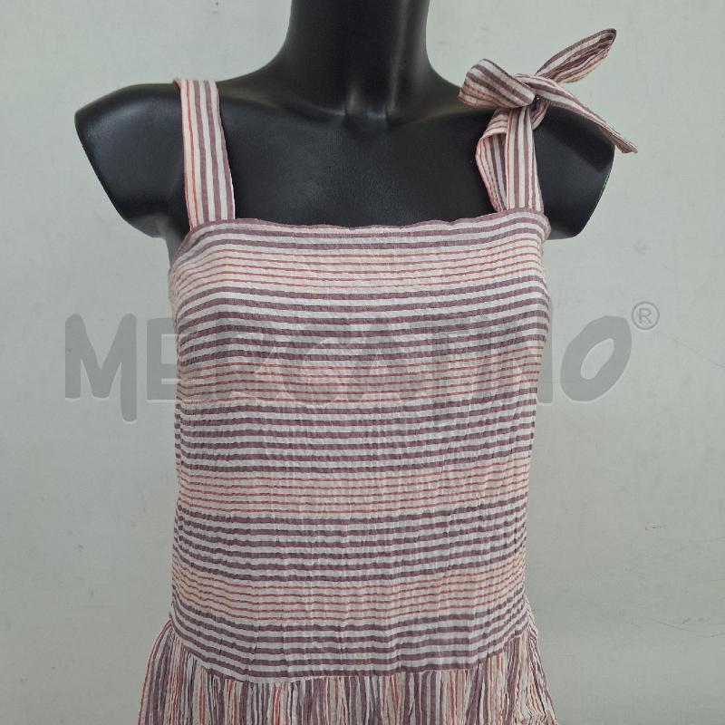 VESTITO DONNA SISLEY BIANCO RIGHE ROSSO | Mercatino dell'Usato Ottaviano 2
