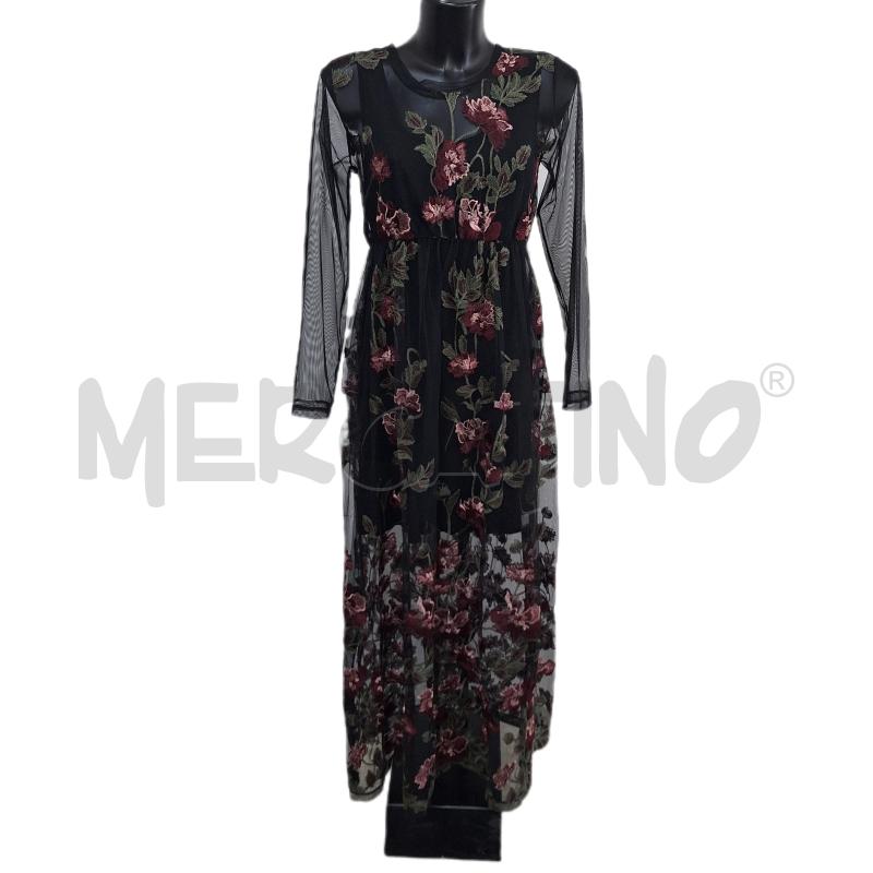 VESTITO DONNA TENSIONE IN NERO FIORI VELO | Mercatino dell'Usato Ottaviano 1