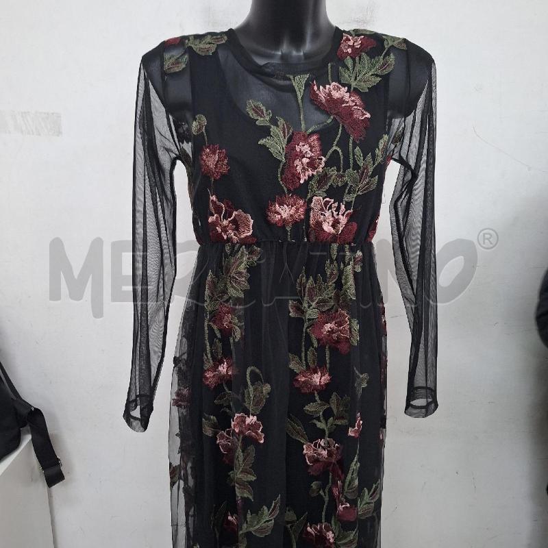 VESTITO DONNA TENSIONE IN NERO FIORI VELO | Mercatino dell'Usato Ottaviano 3