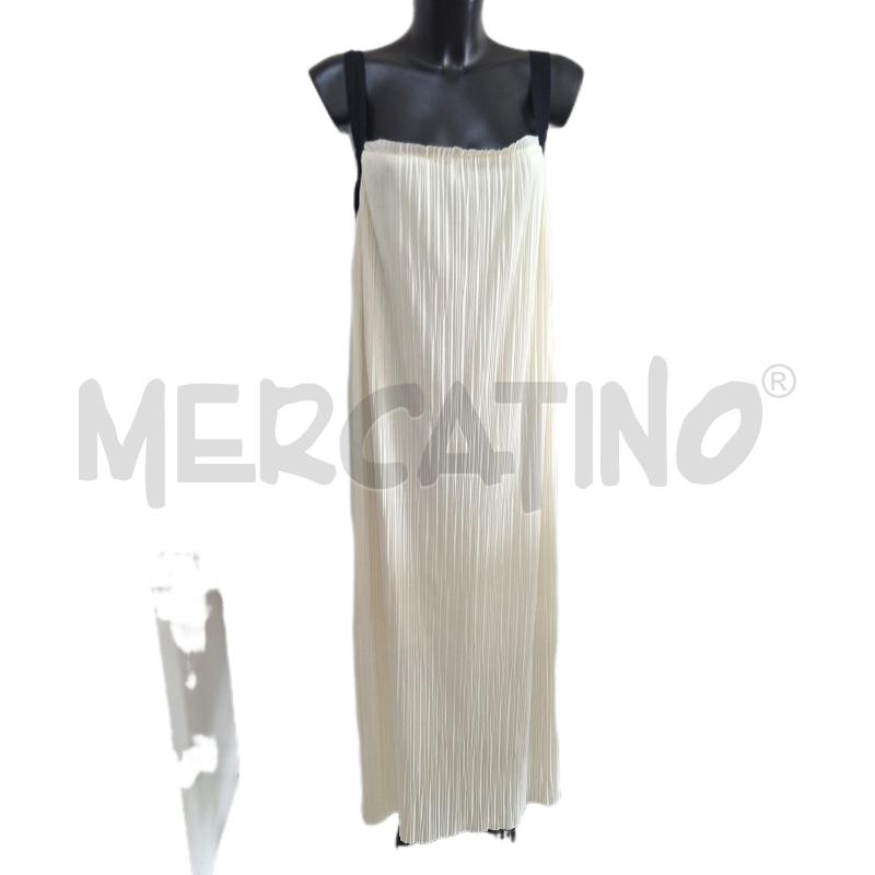 VESTITO DONNA ZARA TRAFALUC BEIGE PLISSÈ NERO LUNGO | Mercatino dell'Usato Ottaviano 1