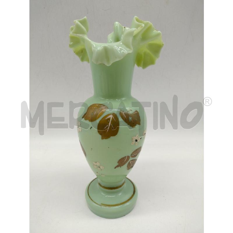 ANTICO VASO OPALINE VERDE + FIORI | Mercatino dell'Usato Oristano 1