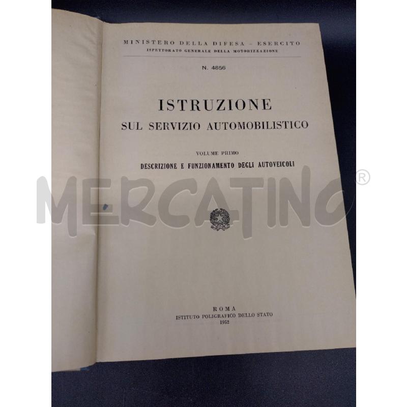 ISTRUZIONE SERV AUTOMOBILISTICO 1952/55 2 VOL | Mercatino dell'Usato Oristano 2