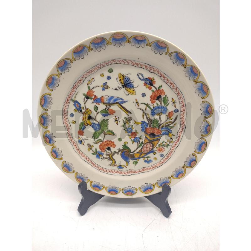 PIATTO PORCELLANA DIS FIORI+ANIMALI FIRMATO | Mercatino dell'Usato Oristano 1