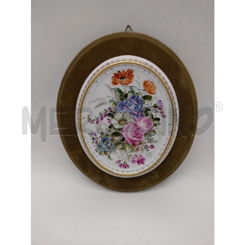 PLACCA CERAMICA EMY OVALE FLOREALE | Mercatino dell'Usato Oristano 1