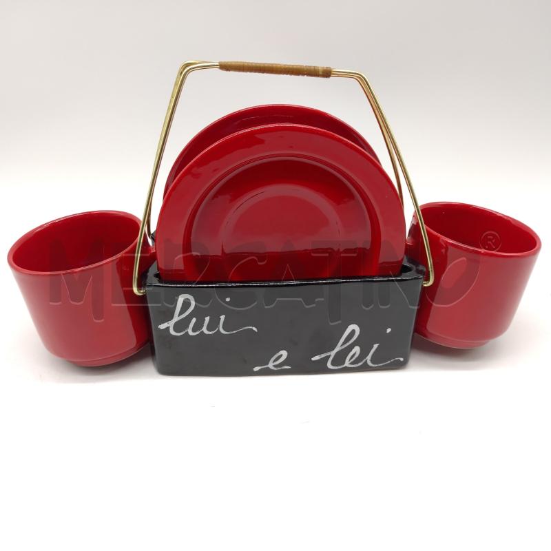 TAZZA COLAZIONE ROSSO NERA LEI E LUI | Mercatino dell'Usato Oristano 4