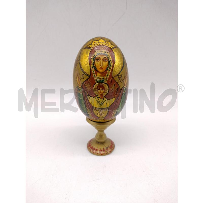 UOVO COLLEZIONE ICONA RUSSA DIPINTO CON BASE H 14CM | Mercatino dell'Usato Oristano 1