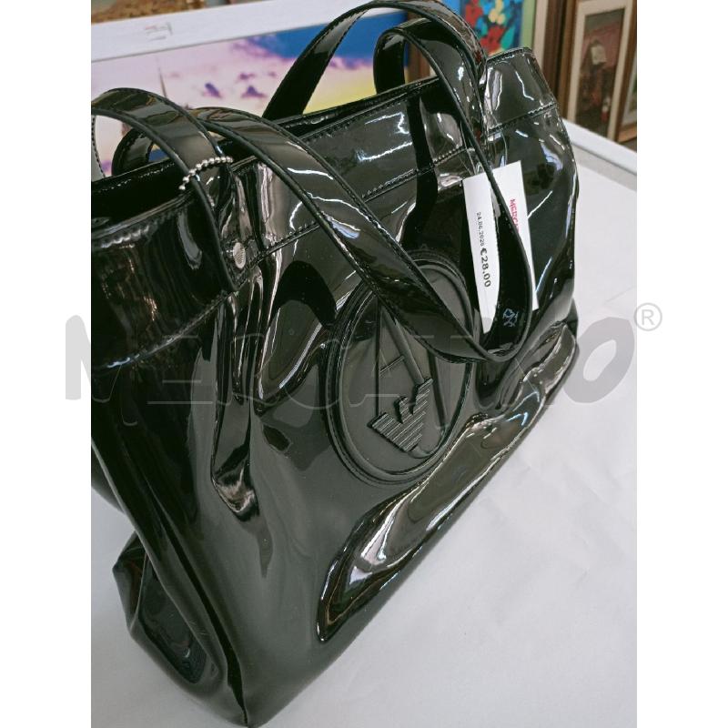 BORSA DONNA ARMANI JEANS NERA LUCIDA | Mercatino dell'Usato Palermo 3