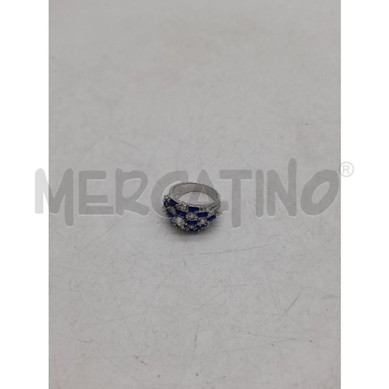 ANELLO DONNA ARGENTATO STRASS BIANCHI CELESTI | Mercatino dell'Usato Montesilvano 1