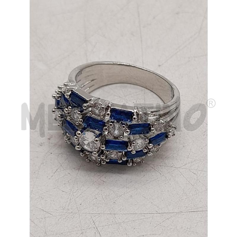 ANELLO DONNA ARGENTATO STRASS BIANCHI CELESTI | Mercatino dell'Usato Montesilvano 2