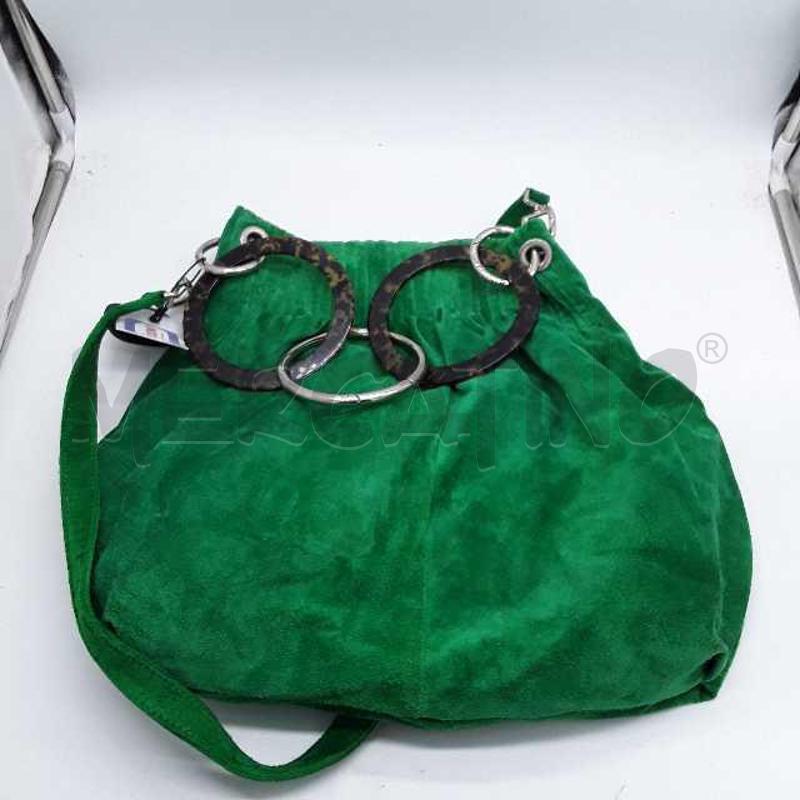 BORSA DONNA ALMALA VERDE SCAMOSCIATA CERCHI | Mercatino dell'Usato Montesilvano 1