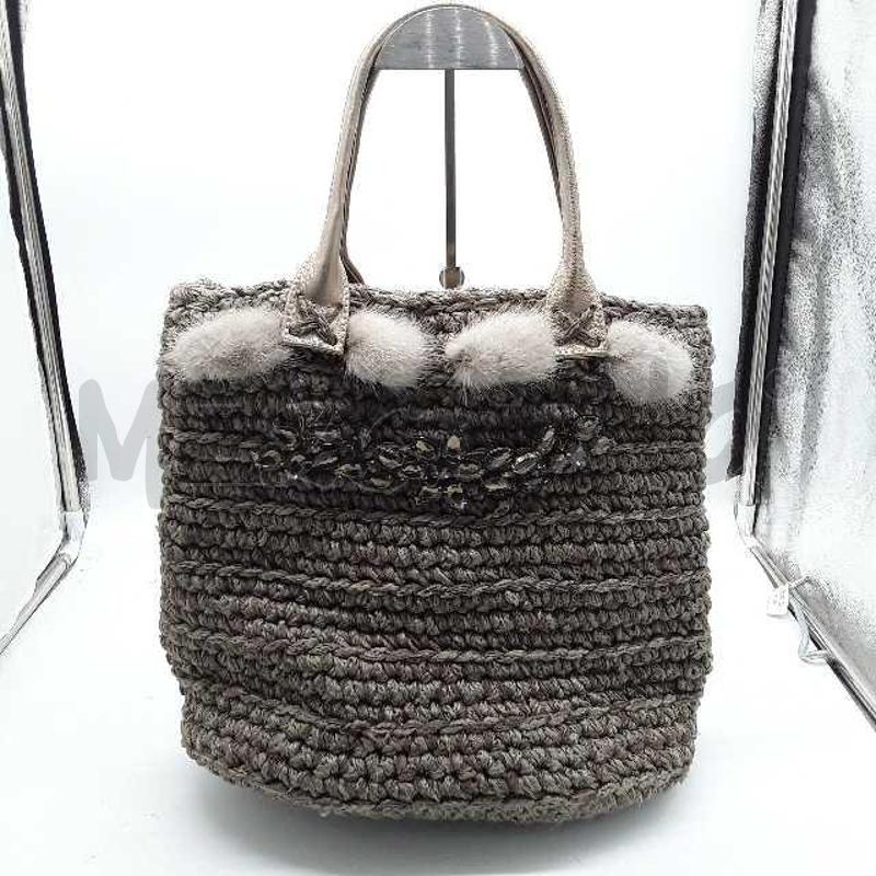 BORSA DONNA ARTIGIANALE GRIGIA INSERTI VISONE | Mercatino dell'Usato Montesilvano 1