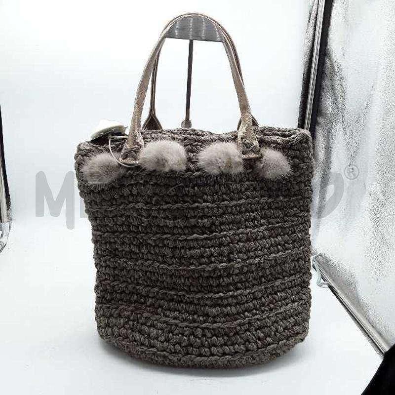BORSA DONNA ARTIGIANALE GRIGIA INSERTI VISONE | Mercatino dell'Usato Montesilvano 2
