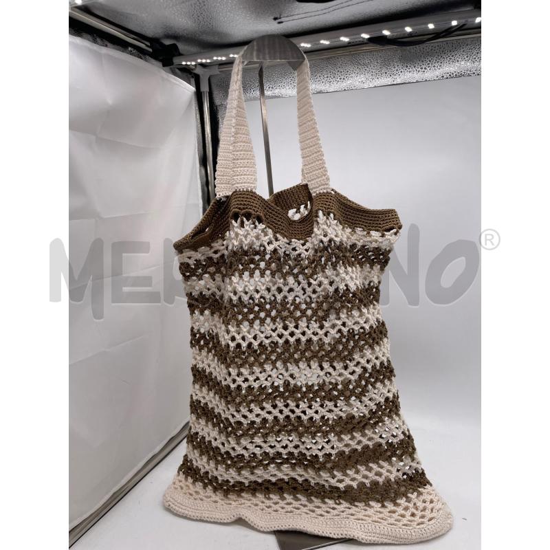 BORSA DONNA ARTIGIANALE MARRO BEIGE COTONE  | Mercatino dell'Usato Montesilvano 1