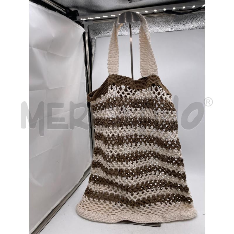 BORSA DONNA ARTIGIANALE MARRO BEIGE COTONE  | Mercatino dell'Usato Montesilvano 2