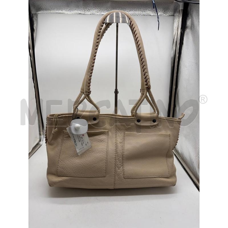 BORSA DONNA COCCINELLE BEIGE CUCITURE MARRO | Mercatino dell'Usato Montesilvano 1