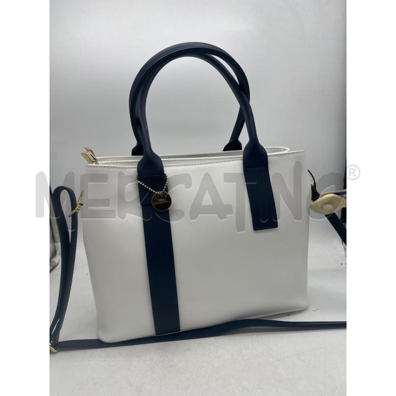 BORSA DONNA CORTE DEGLI ARANCI BIANCA MANICI BLU PELLE | Mercatino dell'Usato Montesilvano 1
