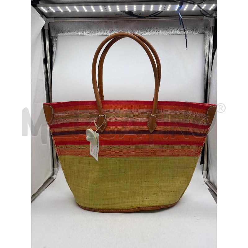 BORSA DONNA MARE PAGLIA VERDE ARANCIONE | Mercatino dell'Usato Montesilvano 1