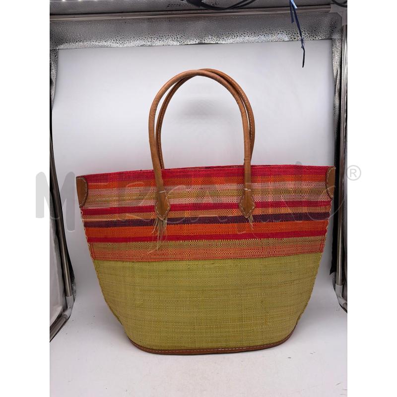 BORSA DONNA MARE PAGLIA VERDE ARANCIONE | Mercatino dell'Usato Montesilvano 2