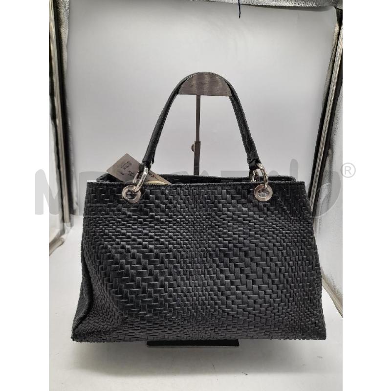BORSA DONNA NERA INTRECCIATA GENUINE LEATHER | Mercatino dell'Usato Montesilvano 1