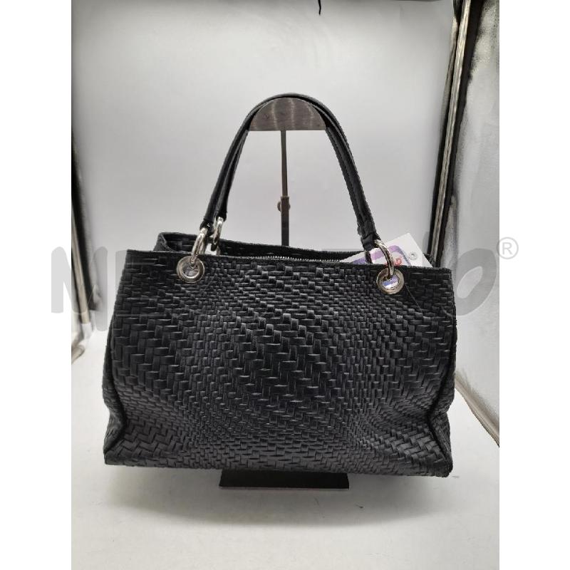 BORSA DONNA NERA INTRECCIATA GENUINE LEATHER | Mercatino dell'Usato Montesilvano 2