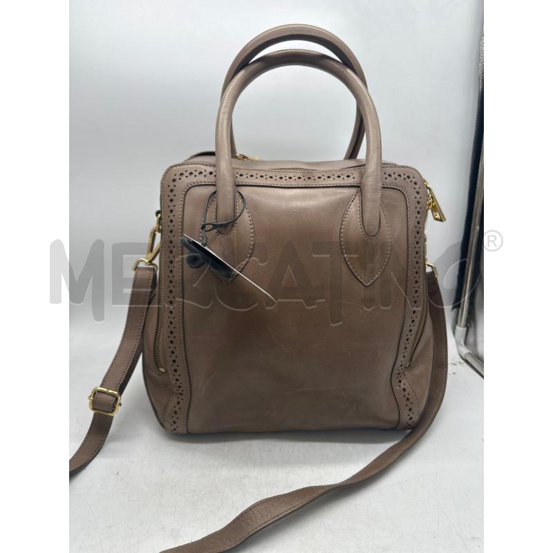 BORSA DONNA PELLE MARRO QUADRATA BORDINO TRAFORATO | Mercatino dell'Usato Montesilvano 1