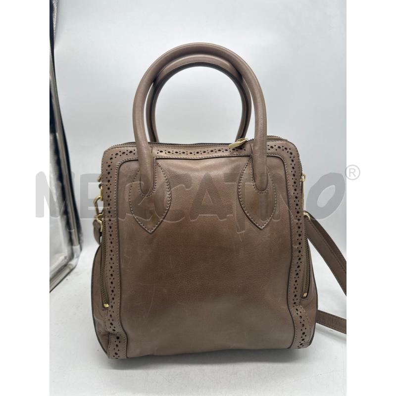 BORSA DONNA PELLE MARRO QUADRATA BORDINO TRAFORATO | Mercatino dell'Usato Montesilvano 2
